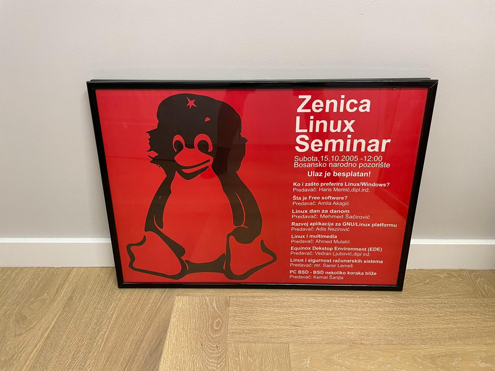 Uramljeni plakat Zenica Linux Seminara 2005.
